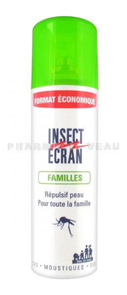 INSECT ECRAN Répulsif Peau & Vêtements Anti moustiques Famille (spray 200 ml)