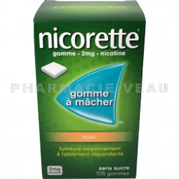 NICORETTE 2mg - FRUITS Sans Sucre - 105 Gommes