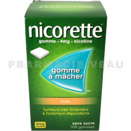NICORETTE 4mg - FRUITS Sans Sucre - 105 Gommes