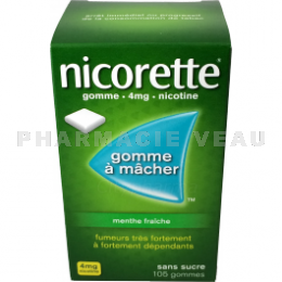 NICORETTE 4mg - MENTHE FRAICHE Sans Sucre - 105 Gommes