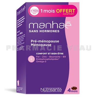 Manhaé Ménopause cure de 4 mois PROMO (sans hormone, sans soja) Boîte de 120 capsules