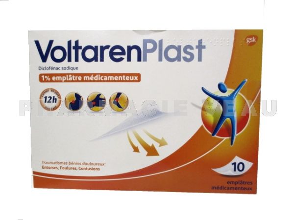 VOLTAREN PLAST Emplatres Entorses Contusions (10 emplâtres) Voltarenplast