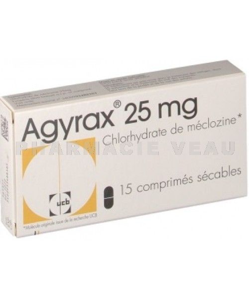 AGYRAX 25 mg Mal des transports (15 comprimés sécables)