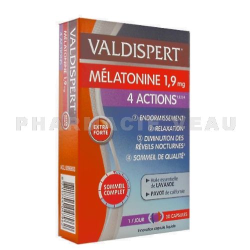 VALDISPERT Melatonine 1,9mg 4 Actions Sommeil