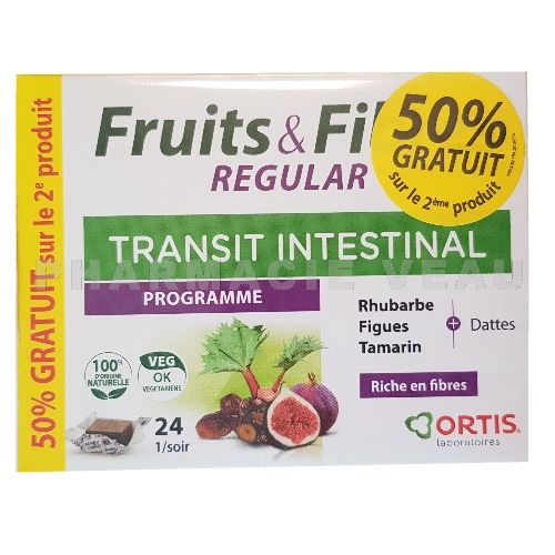 ORTIS FRUITS ET FIBRES Transit intestinal (lot 2 boites x 24 cubes) PROMO
