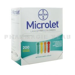 MICROLET 200 lancettes siliconées compatible lecteur glycémie Contour Next One