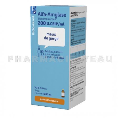 ALFA AMYLASE Sirop Maux gorge (200 ml) (Générique de MAXILASE) Biogaran