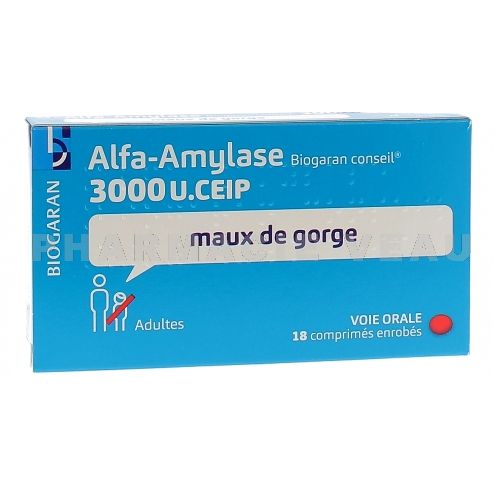ALFA AMYLASE Comprimés Maux gorge (18 cp) (Générique de MAXILASE) Biogaran