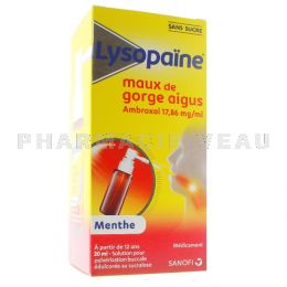 LYSOPAINE Maux de Gorge Spray Buccal Menthe collutoire 20 ml