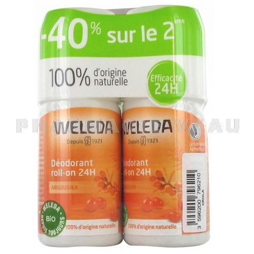 WELEDA BIO Déodorant Roll-On 24h à l'Argousier (lot 2x50ml) PROMO