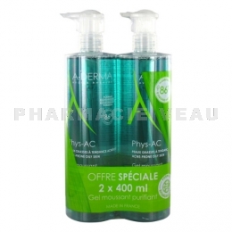 ADERMA Phys-AC Gel Moussant Purifiant - LOT 2x400ml