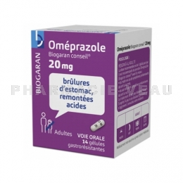 Oméprazole 20 mg Brûlures d'Estomac 14 gélules Biogaran