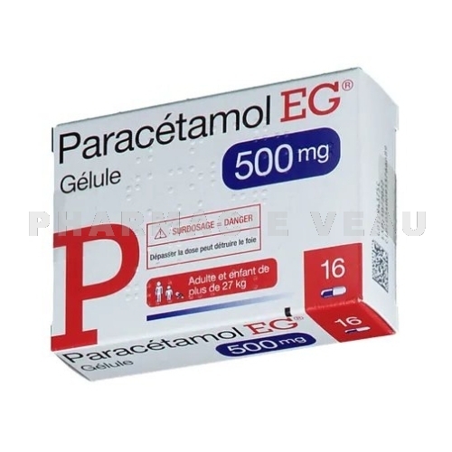 PARACETAMOL 500 mg (16 gélules) EG Labo