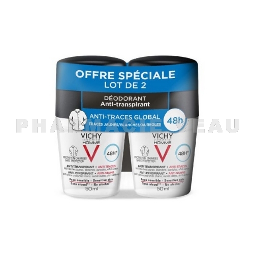 VICHY Homme Déodorant Anti-transpirant Anti-traces 48h Roll-On