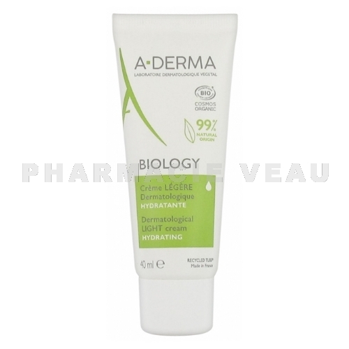 ADERMA Biology Crème Légère Dermatologique Hydratante Bio 40 ml