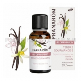 DIFFUSABLE - Pranarôm Huile essentielle Bio Tendre Gourmandise Vanille Cannelle  - Flacon 30 ml 
