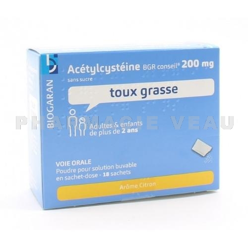 BIOGARAN -  Acétylcystéine 200 mg Toux Grasse 18 sachets