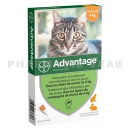 ADVANTAGE - 40 Antipuces Chat et Lapin 6 pipettes