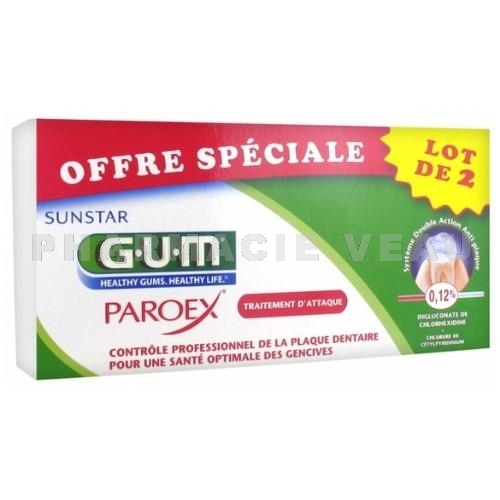 GUM PAROEX Dentifrice Traitement d'Attaque (lot 2 x 75ml) PROMO