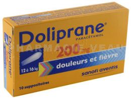 DOLIPRANE 200mg - 10 Suppositoires 12-16 kg