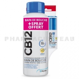 CB12 Bain de Bouche Menthe Sans Alcool 500 ml + Spray Buccal 15 ml
