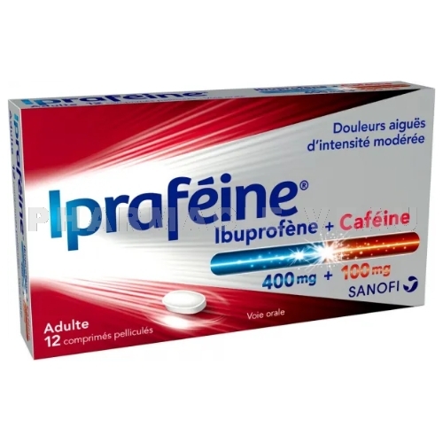 IPRAFEINE - Ibuprofène 400mg + Caféine 100mg - 12comprimés