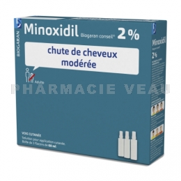 BIOGARAN -  Minoxidil 2% Chute de Cheveux Modérée 3x60 ml