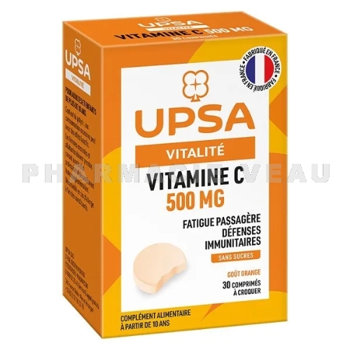 UPSA Vitamine C 500 mg Boite de 30 comprimés à Croquer Goût Orange