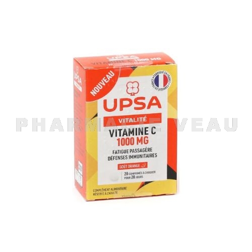 UPSA Vitamine C 1000mg Boite de 20 comprimés à Croquer Goût Orange