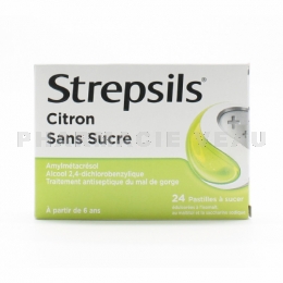 STREPSILS CITRON Sans Sucre boîte de 24 pastilles
