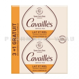CAVAILLES - Savon Extra Doux Lait Miel 3x250 g + 1 gratuit