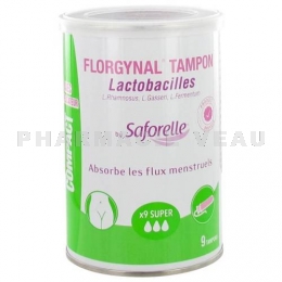 SAFORELLE - Florgynal SUPER - 9 Tampons Probiotiques Avec Applicateur