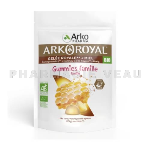 ARKOROYAL - Gummies Gelée Royale + Miel Bio Famille - 60 Gummies