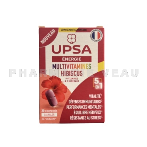 UPSA - Energie Multivitamines Hibiscus - 30 Comprimés à Avaler