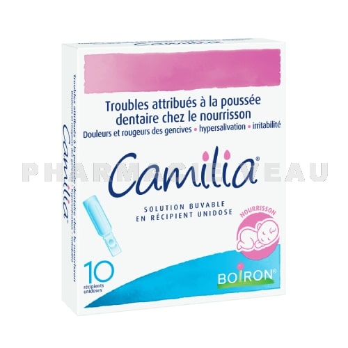 CAMILIA Poussée dentaire Bébé Chamomilla (10 unidoses) Homéopathie Boiron