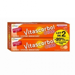 COOPER - Vitascorbol  Vitamine C 1000mg - 2x20 comprimés - Goût Abricot & Orange