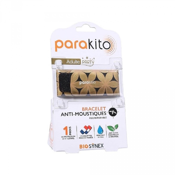 Parakito  - Bracelet Rechargeable Anti-Moustiques - Adulte Party - 1 bracelet + 2 Recharges