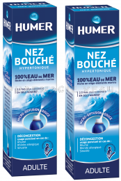HUMER Spray nasal Nez Bouché Eau de Mer Hypertonique Adulte Lot 2 sprays x 50 ml