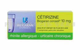 CETIRIZINE 10 mg Rhinites Allergies 7 comprimés Biogaran