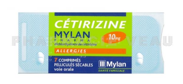 CETIRIZINE 10 mg Rhinites / Allergies (7 comprimés) MYLAN