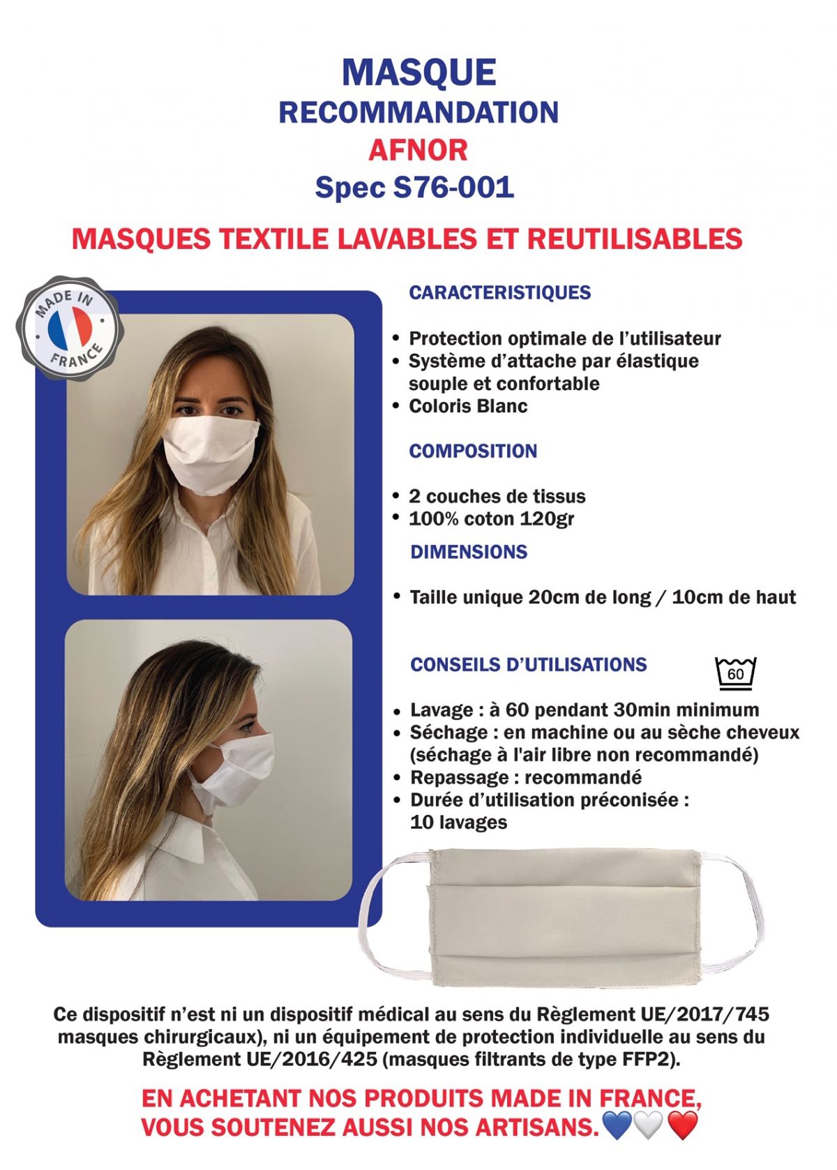 vente en ligne masque en tissu lavable et réutilisable enfant