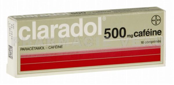 CLARADOL Caféïne 500mg/50mg 16 comprimés à avaler