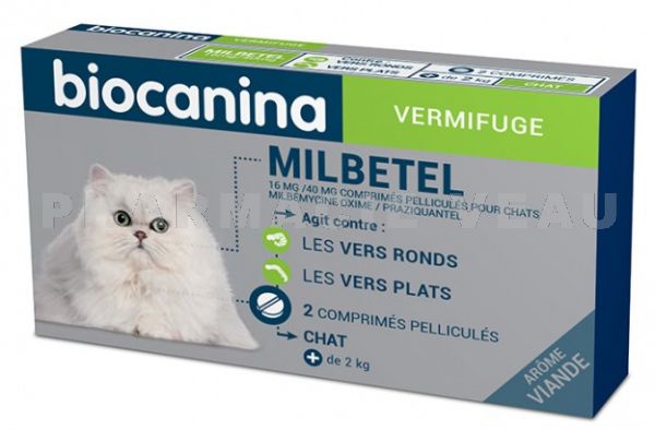 MILBETEL Vermifuge Biocanina Chat +2 kg Arôme Viande (2cp)