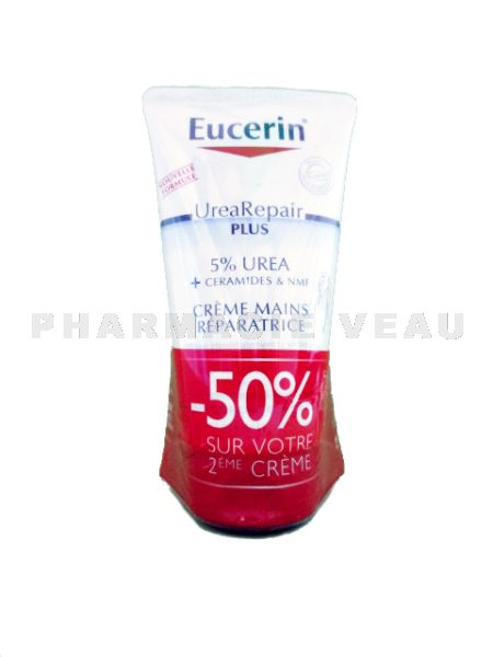 EUCERIN Crème Mains Réparatrice 5% Urée LOT de 2 tubes X 75 ml PROMO