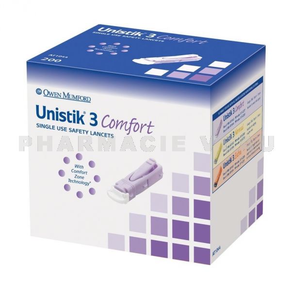 UNISTIK 3 Comfort (100 Autopiqueurs à usage unique)