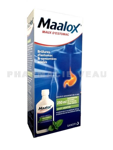 MAALOX Sirop Suspension Buvable Goût Menthe Flacon 250 ml