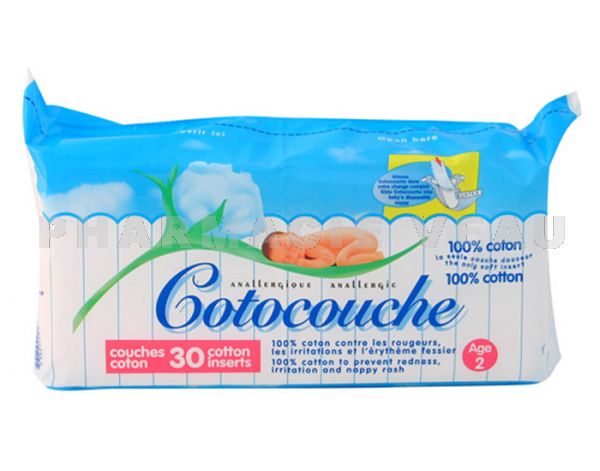 COTOCOUCHE paquet de 30 couches 100% coton - AGE 2