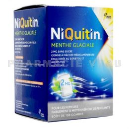 Niquitin 2 mg sans sucre menthe glaciale 100 gommes à mâcher