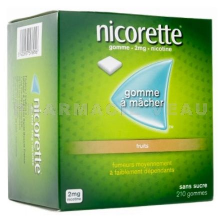NICORETTE 2mg - FRUITS Gommes Sans Sucre - 210 Gommes
