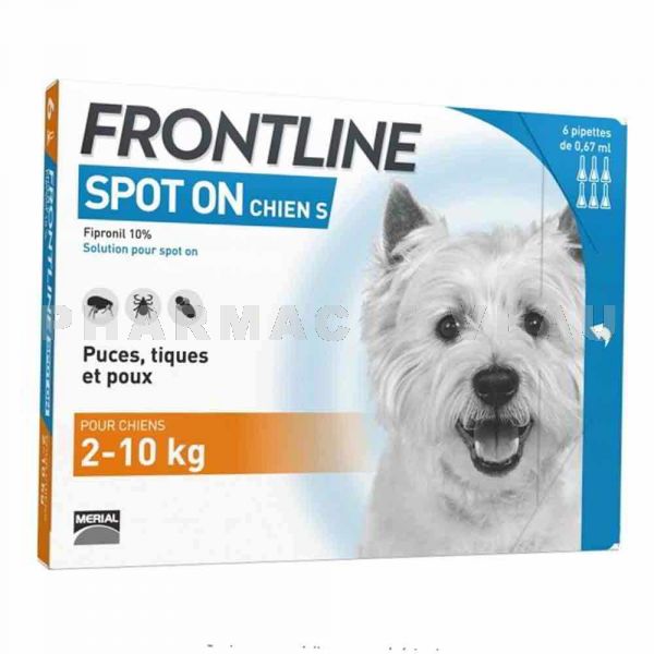 FRONTLINE Spot-on Chien S : de 2 à 10 kg (4 pipettes)